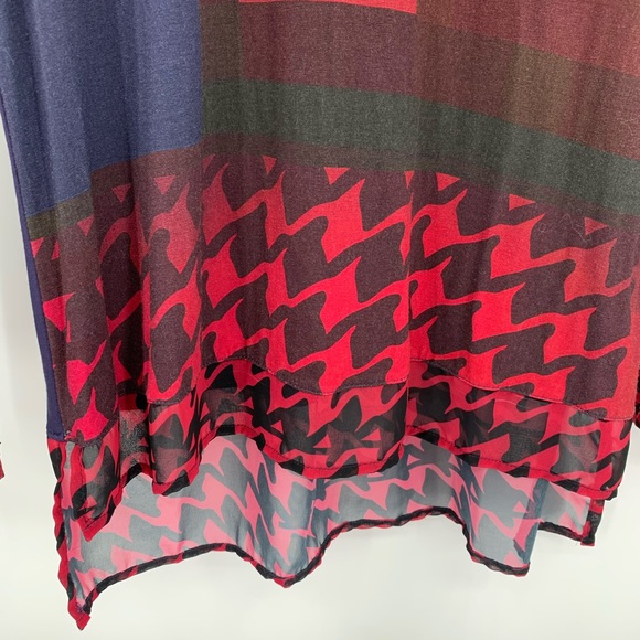 Desigual tunic t-shirt red blue patchwork new XL - Picture 2 of 6